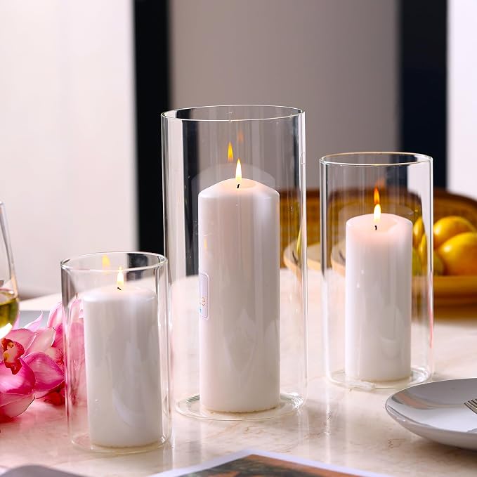 PHOSPHOR Hurricand Candle Holder 18 PCS, Glass Pillar Candle Holder - Image 3