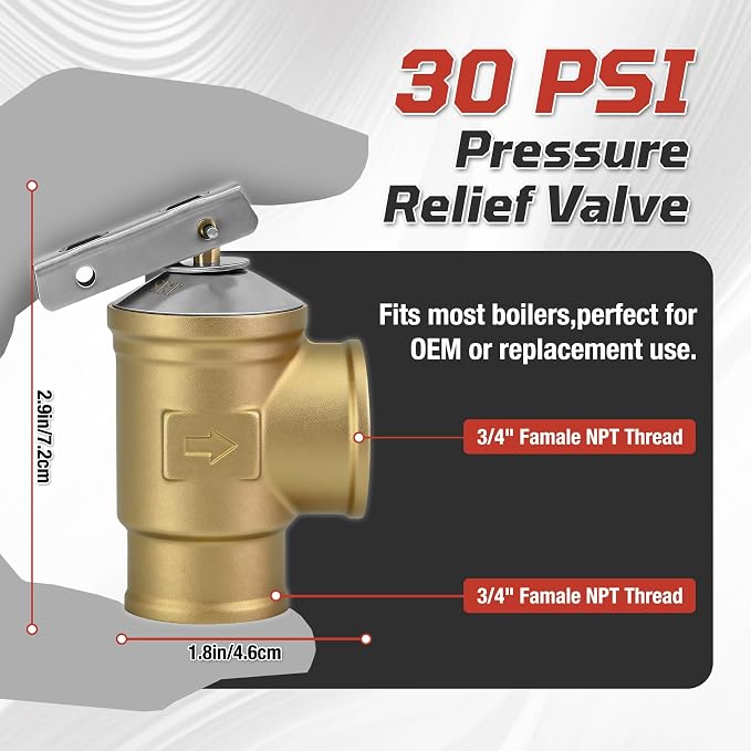 3/4" FNPT Female Inlet & Outlet – 30 PSI Automatic Pressure Relief Valve - Image 2