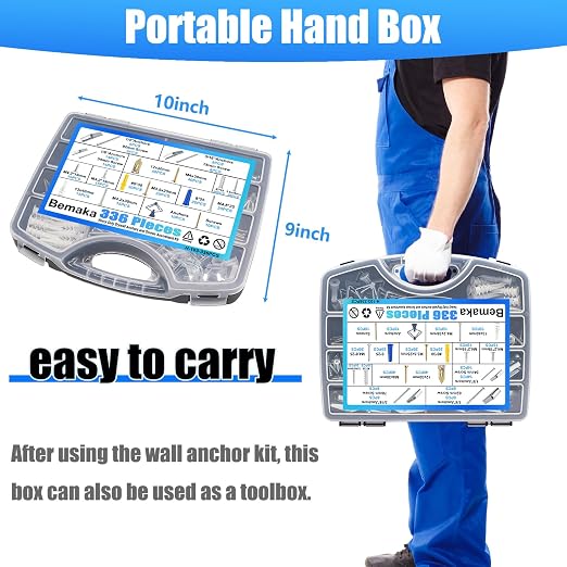 336Pcs Toggle Bolts Heavy Duty Drywall Anchors and Screws Assortment Kit - Image 3
