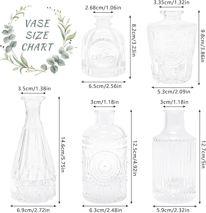 SUPMIND 5pcs Glass Bud Vase Set, Home Decor, Table Decoration, Baby Shower - Image 2