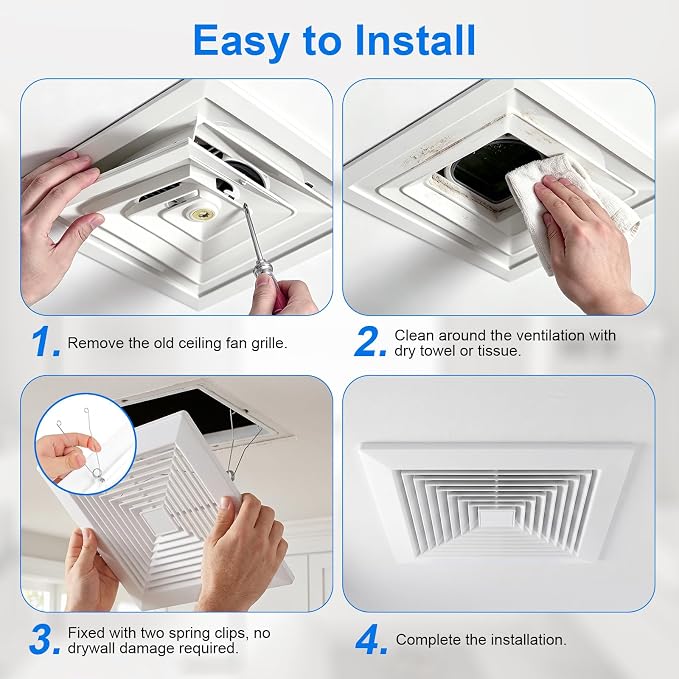 White Square Bathroom Exhaust Fan Cover - Image 8