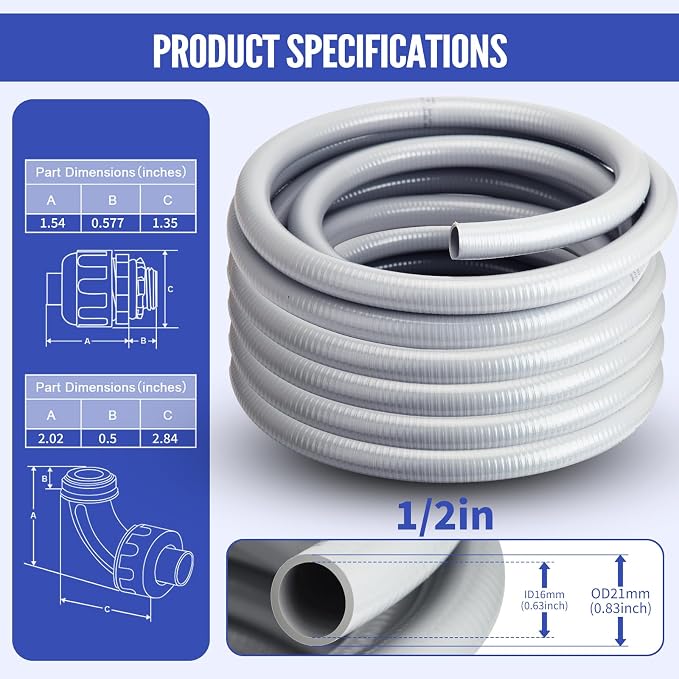 Liquid Tight Conduit 1/2 inch 100FT, Flexible Non-Metallic Liquid Tight Flex - Image 2