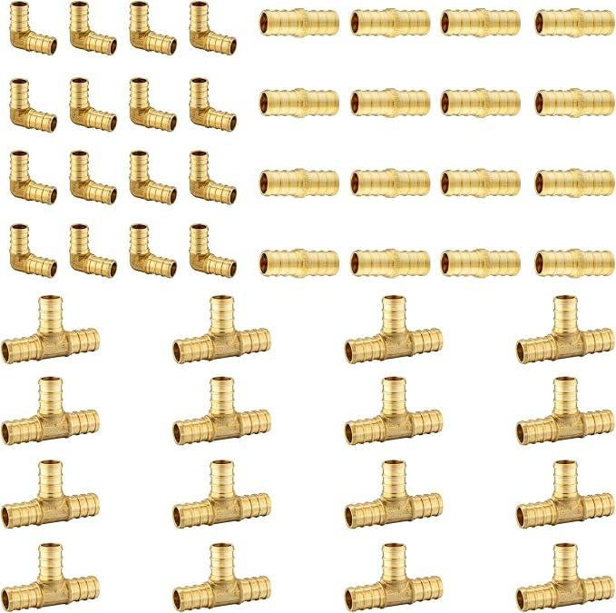 48 Pack Foskan 3/4 Inch PEX Barb Crimp Fittings Set | 16 Pieces Each:Elbow by Unknown