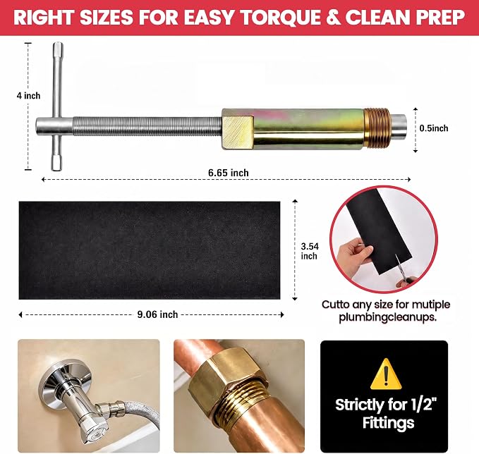 5Pcs Plumbing Tools Kit with Angle Stop Wrench & 1/2-Inch Compression Sleeve - Image 2