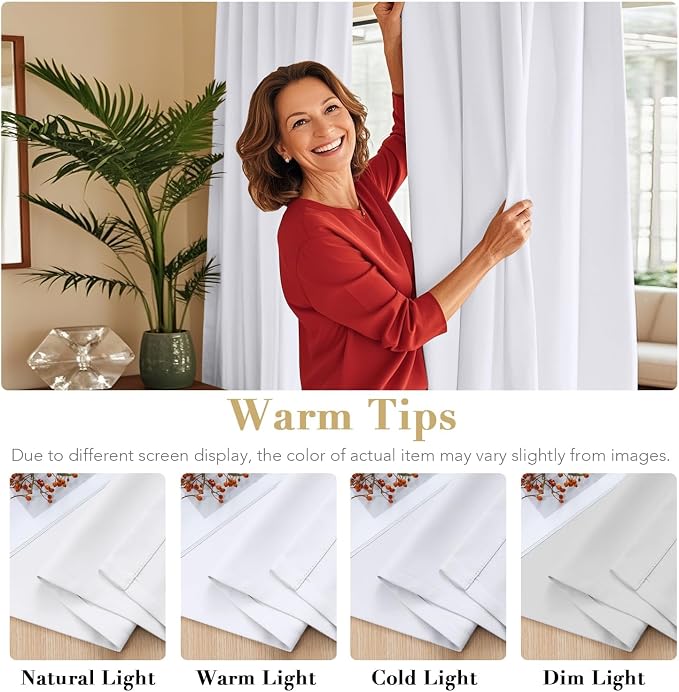 H.VERSAILTEX Back Tab White Curtains 90 Inch Long - Image 3