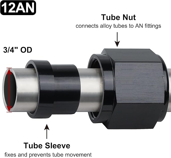 EVIL ENERGY 12AN Female Hardline Tube Nut & Sleeve Aluminum Fitting - Image 4