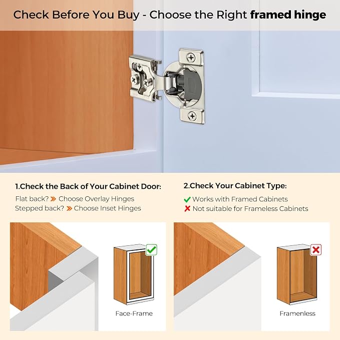 Soft Close Hinges for Kitchen Cabinet Hinges, 1/2 Inch Overlay, 60 Pack | 30 - Image 4