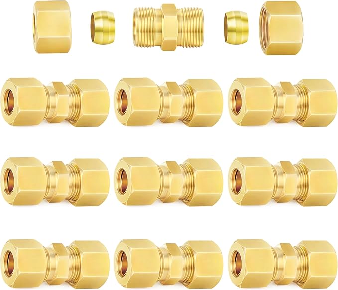 ChillWaves Brass Compression Tube Fitting, 1/4" OD x 1/4" OD Compression Union by VisittheCHILLWAVES