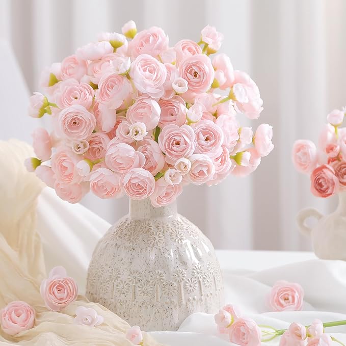 Alupssuc 30Pcs Ranunculus Artificial Flowers Faux Silk Mini Flowers Indoor | - Image 7