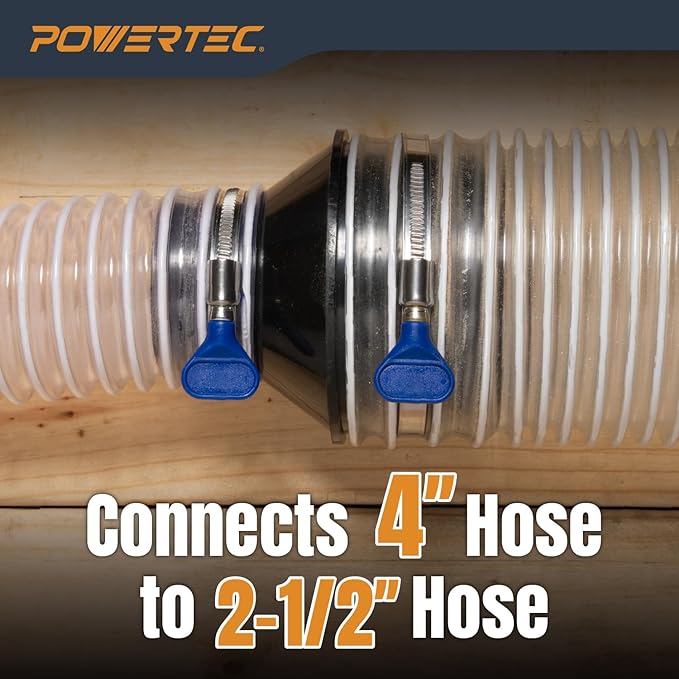 POWERTEC 70136-P4 4 Inch Hose to 2-1/2 Inch Hose Cone Reducer, Dust Collection - Image 8
