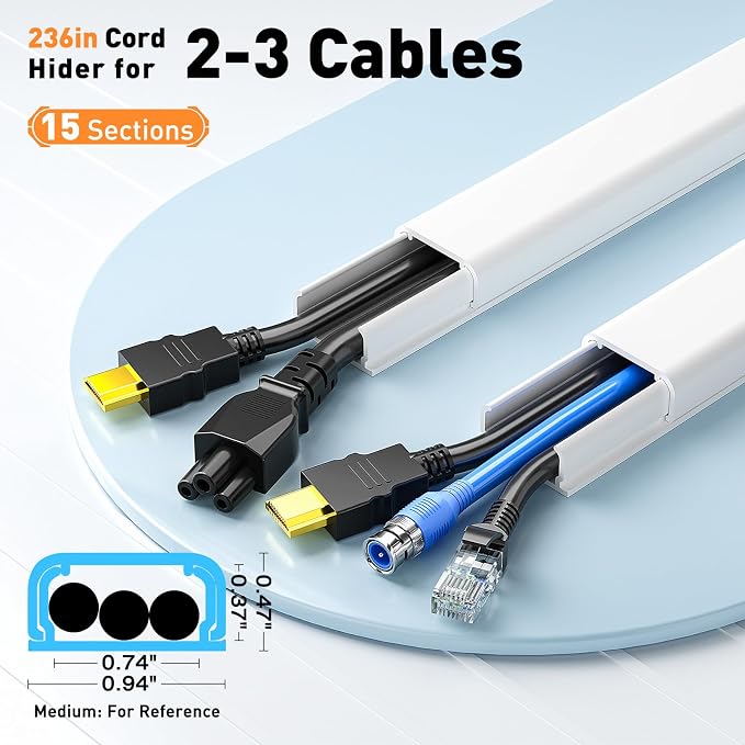 Delamu Cord Hider, 236in Cable Hider, Cord Covers - Image 2