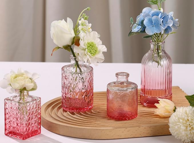 18pcs Pink Glass Bud Vase Set, Small Flower Vases - Image 6