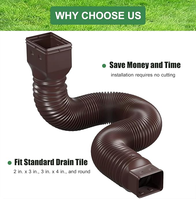 YOTODY 2 Pack Rain Gutter Downspout Extensions Flexible, Universal Drain - Image 3