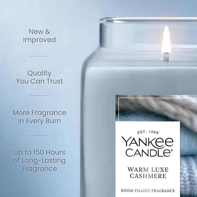 Yankee Candle Warm Luxe Cashmere, Holiday Scented Candle, 22oz Large Jar - Image 3