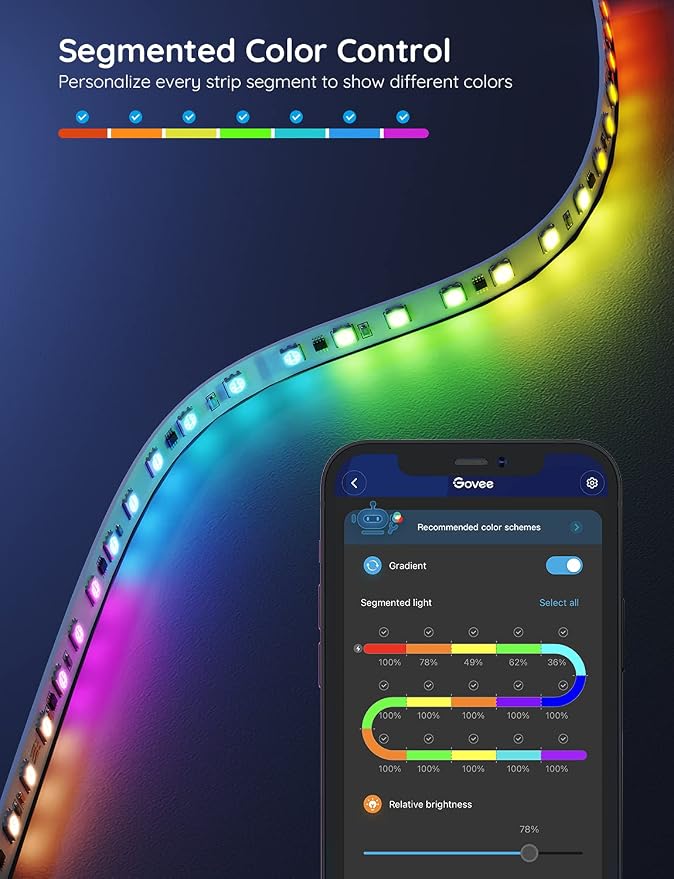 Govee 32.8ft RGBIC LED Strip Lights, Smart App Control Light - Image 2