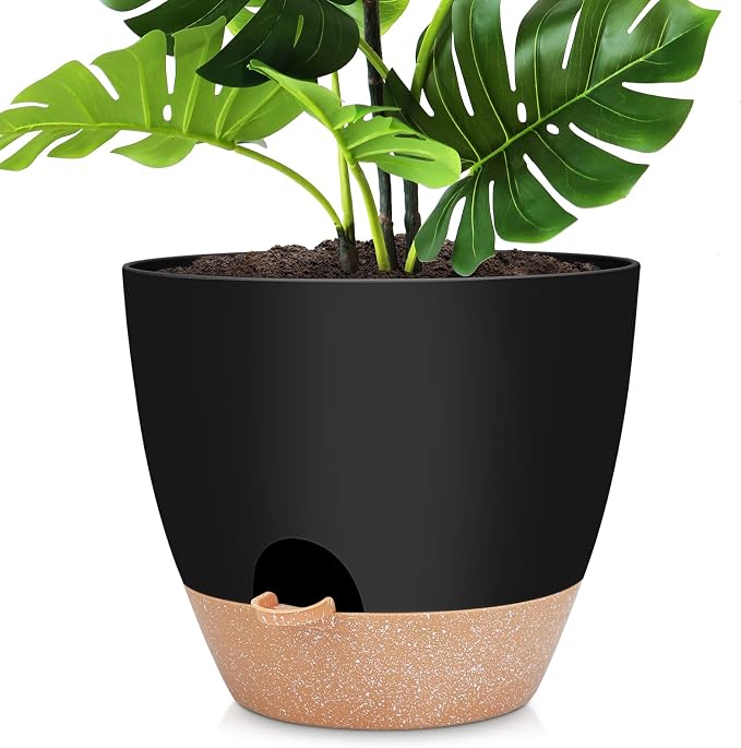 YNNICO 12 inch Large Self Watering Plant Pots, Flower Pots Planters by AFamilyofGardenLovers