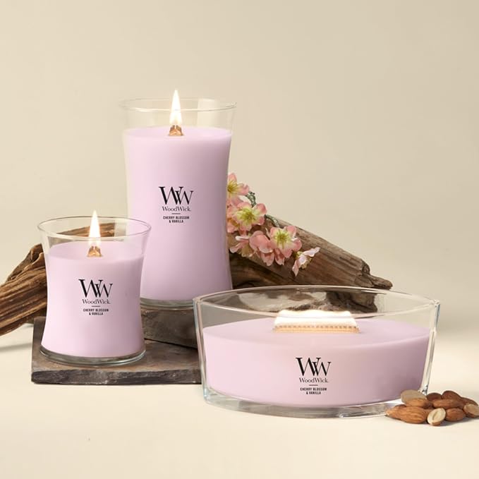 WoodWick Cherry Blossom & Vanilla Scented Ellipse Candle - Image 8