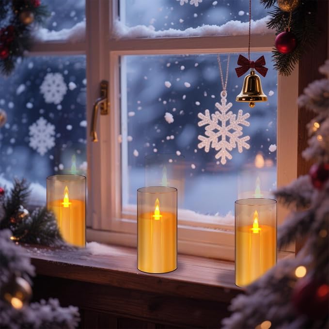 wemarry Flameless Candles Acrylic Glass Pillars 3" D x 6" H Battery Operated - Image 7