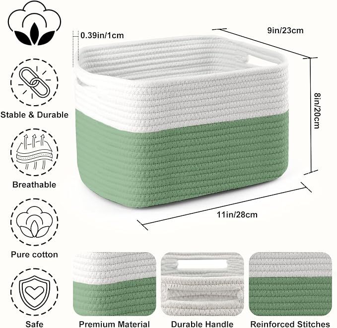 4 Pack Storage Baskets for Organizing, and Clothes, Cotton Rope Basket for - Image 2
