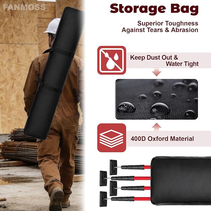 12.8FT Dust Barrier Poles Kit, Spring Retractable Isolation Support Poles - Image 4