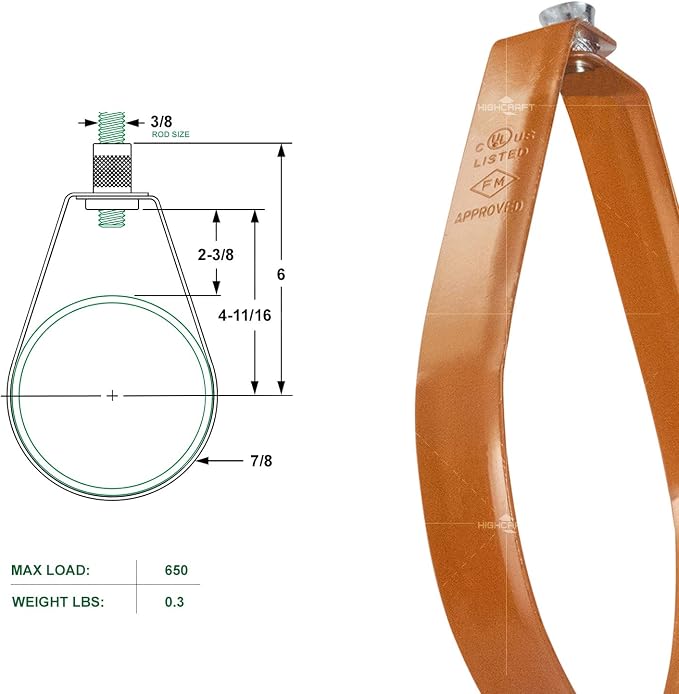 HIGHCRAFT ITS-FD04 Swivel Loop Pipe Hanger, Copper Epoxy Coated Steel, 4 in - Image 7