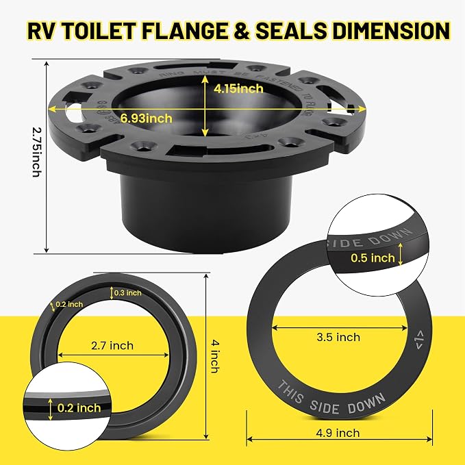 Oyviny RV Toilet Flange and Seal Kit Replacement - Image 9