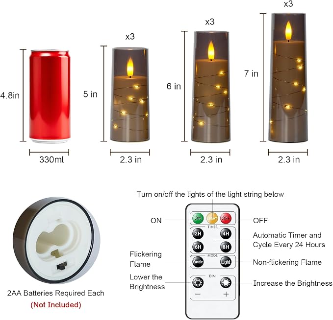 Raycare 9 Pcs Flameless Battery Operated Pillar Candles - Image 6