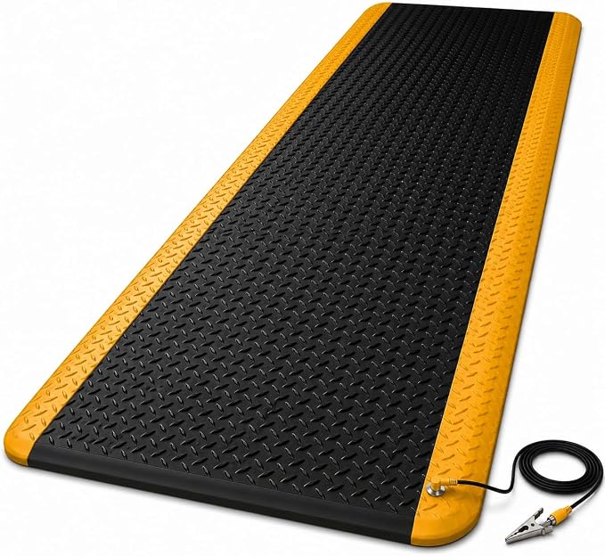 3' x 12' ESD Anti-Fatigue Conductive Mat, Durable Heavy Duty Diamond Plate by BROADIHOME