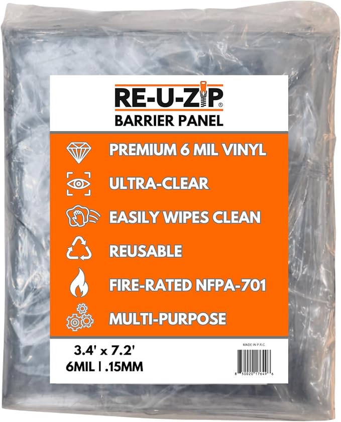 RE-U-ZIP Ultra-Clear Barrier Panel | FR Vinyl Plastic Containment Tarp | by RE-U-ZIP