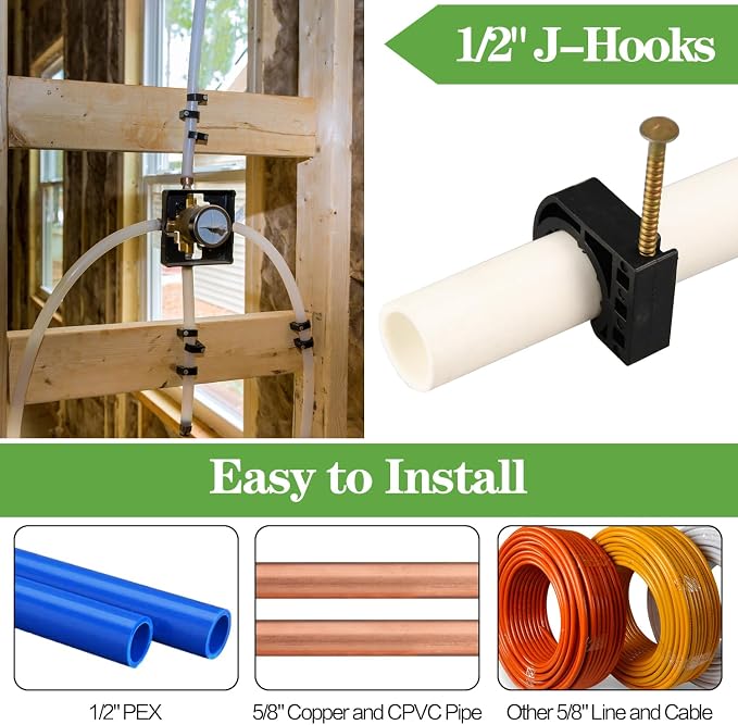 100 Pack 1/2" Half Clamps J-Hook - Image 2