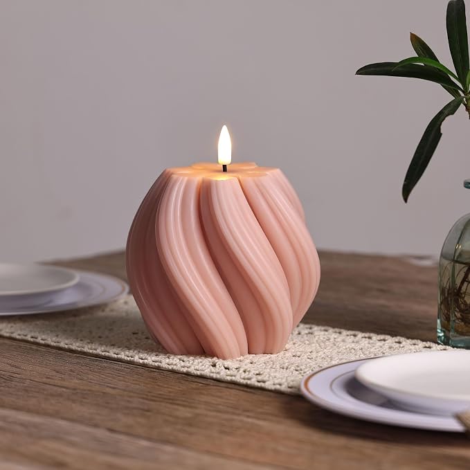 Dusty Pink Swirl Flameless Candle - Image 8