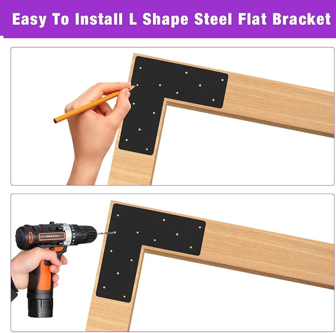 4 Pcs 13.2"x 5"L Shape Flat Bracket, Mending Plate - Image 4