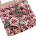 Artificial Flowers 25pcs Real Looking Dusty Rose Foam Fake Roses by Floroom