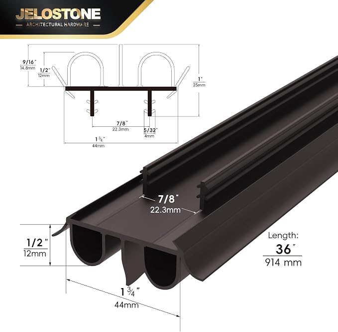 2 Pack - 36" Kerf Door Bottom Seal Replacement, Channel Fit Weather Stripping - Image 2