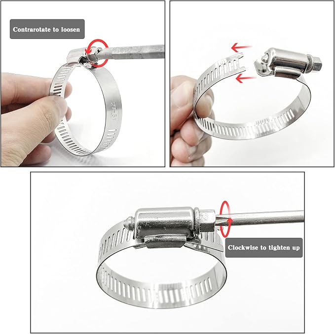 4 Inch Hose Clamp, 10 Pack Stainless Steel Hose Clamps - Image 4
