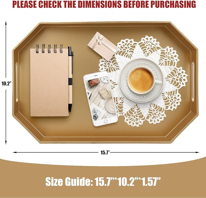 Gold Decorative Tray with Handles, Versatile Serving Tray - Image 2