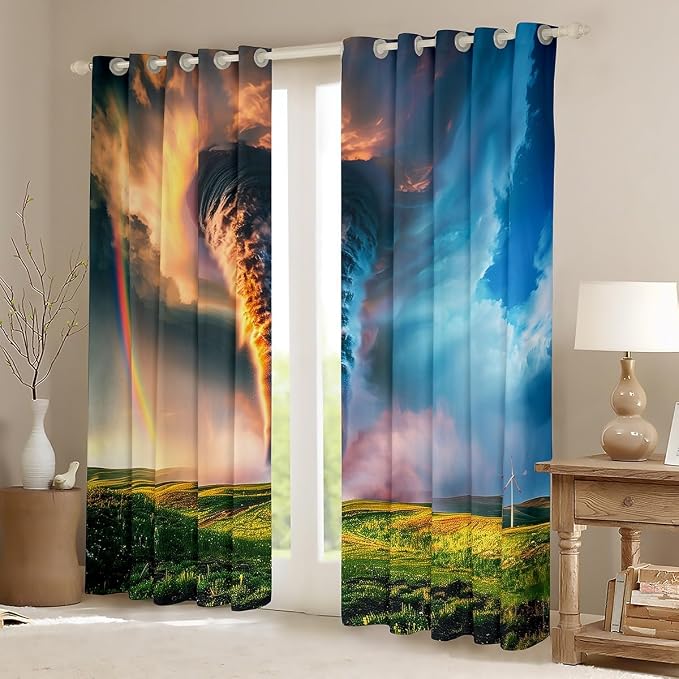 jejeloiu 3D Tornado Blackout Shades Window Treatments Natural Disaster Window - Image 2
