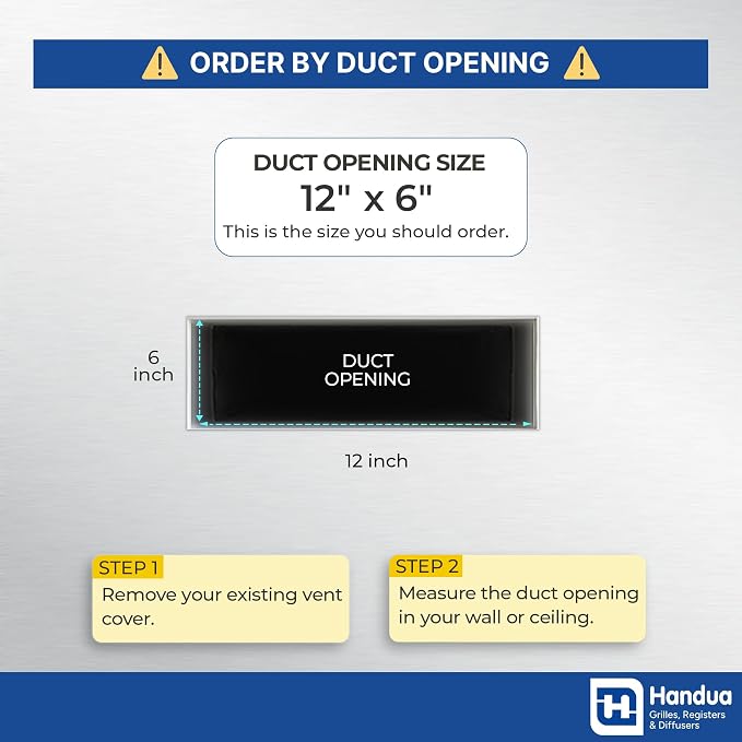 Fits 12x6 Hole | Aluminum Return Air Grille by Handua | Vent Cover Grill - Image 2