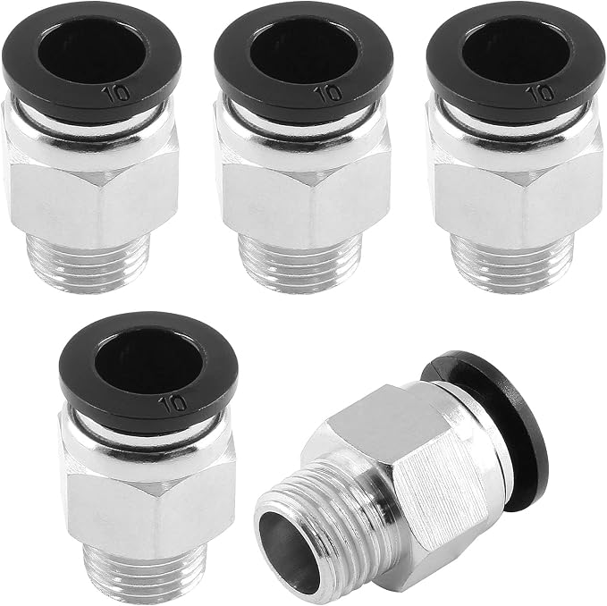 5Pcs 10mm Push Connect 1/4 NPT Male Straight Pneumatic Fitting | Pure Copper by Qjaiune