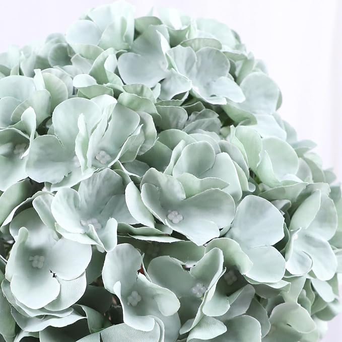 AVIVIHO 65pcs Fake Flowers Sage Green Hydrangea Artificial Flowers Bulk Silk - Image 7