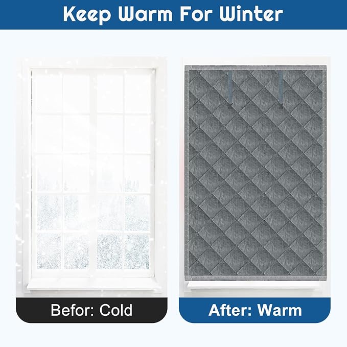 Window Insulation kit, 3-Layer Cotton Thermal Insulated Window Cover 37 Inch x - Image 5