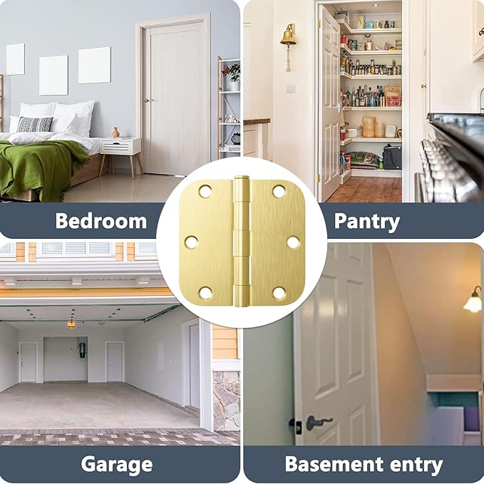 HOSOM 30 Pack Door Hinges Satin Brass 3.5 x 3.5 Inch Interior Door Hinge - Image 7