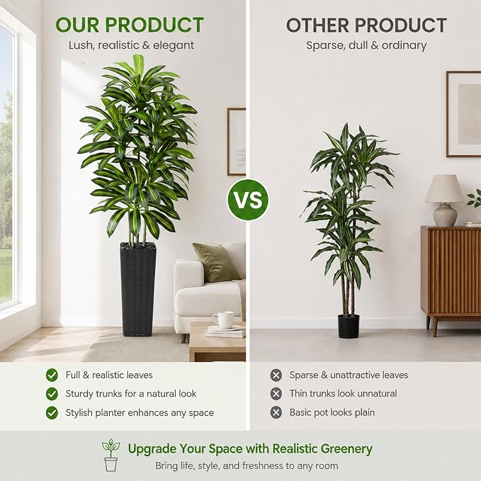 Artificial Dracaena Tree Indoor, 7FT Tall Fake Floor Plants - Image 7