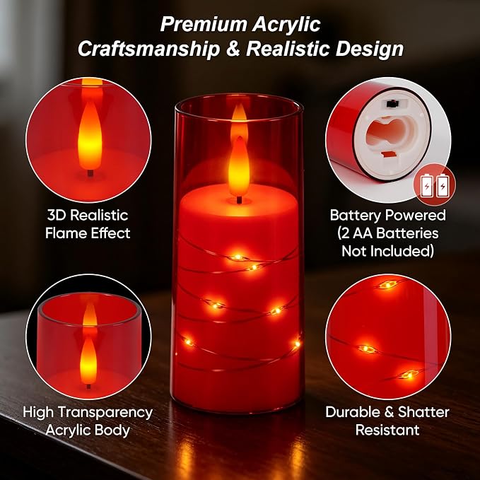 Raycare 7 Pack Flameless Battery Operated Pillar Candles - Image 6