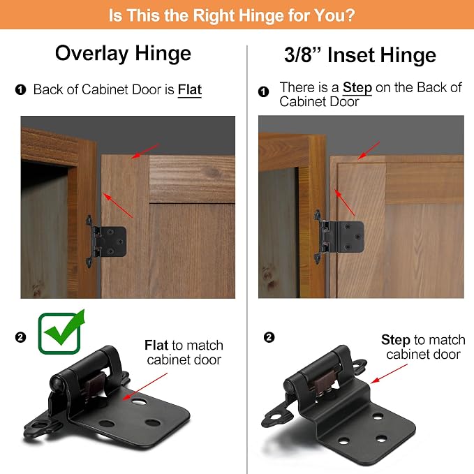 Matte Black Cabinet Hinges, 1/2” Overlay, 10 Pack | - Image 4