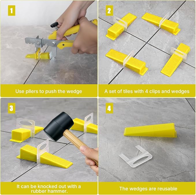 600Pcs Tile Wedges for 1/8", 1/32" Tile Spacers | Tile Leveling System Reusable - Image 4