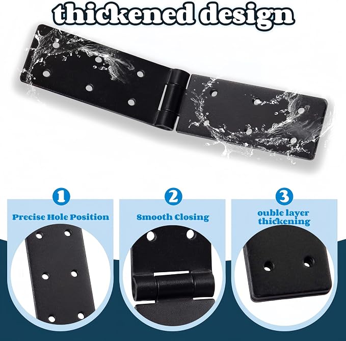2Pcs Heavy Duty Folding Gate Hinges, 270° Black Door Hinges | 270° Folding - Image 4