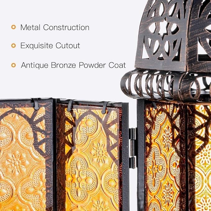 NEEDOMO Set of 2 Hanging Moroccan Lantern, 12.8'' Vintage Candle Holder - Image 5