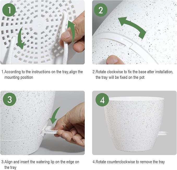 UOUZ 12 inch Large Self Watering Pots, Plastic Planters - Image 4