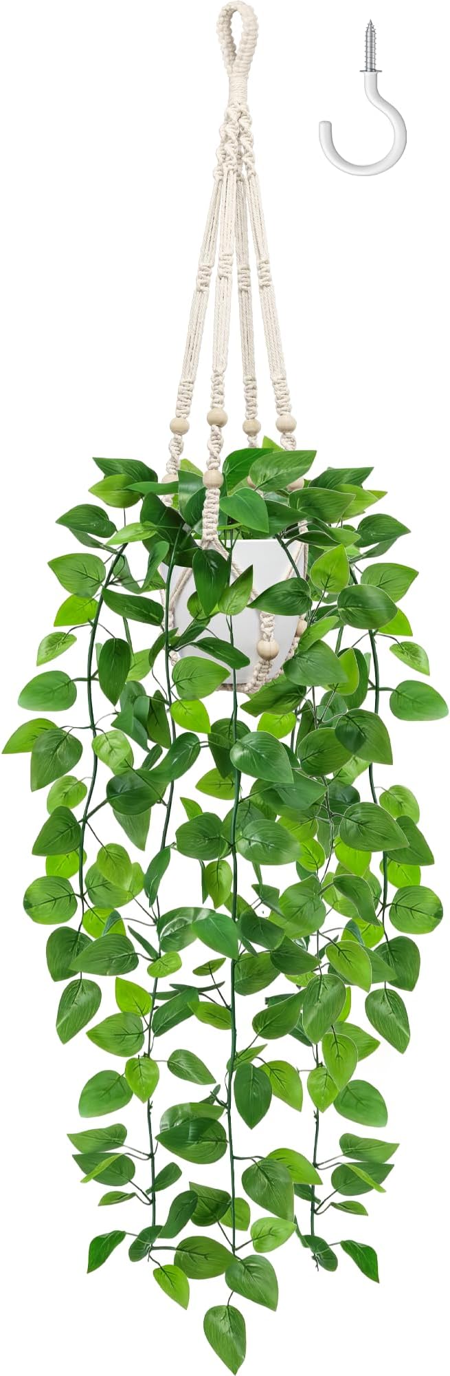 USLAI Fake Hanging Plant, Artificial Pothos Vines Greenery by USLAI